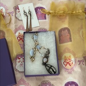 Elegant Pearl and Blue Stone Necklace